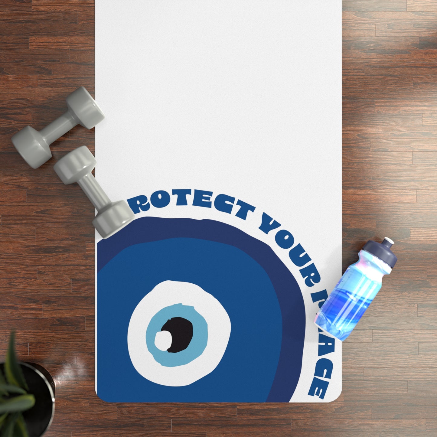 Protect Your Peace Evil Eye Yoga Mat - Eco-Friendly Rubber, Exercise, Fitness Gifts, Mindfulness, Meditation