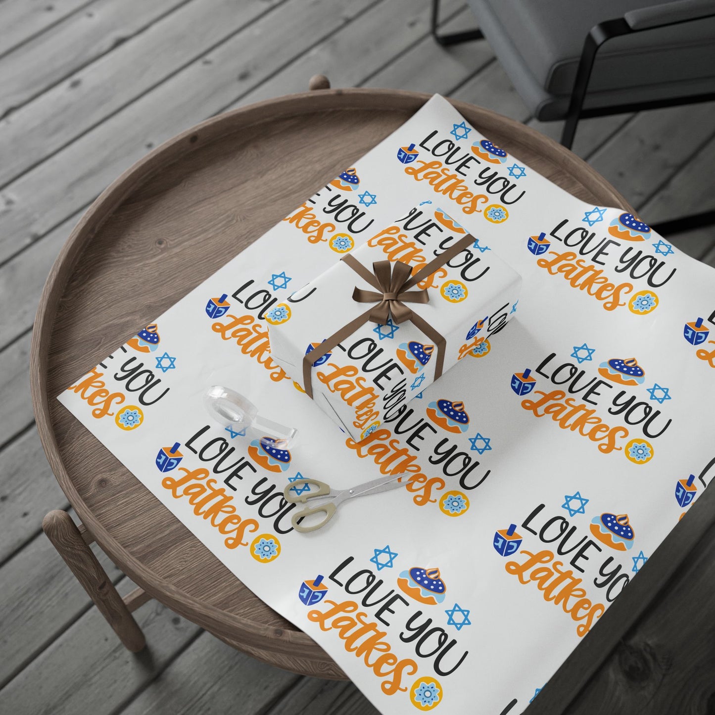 Love You Latkes Holiday Hanukkah Wrapping Paper