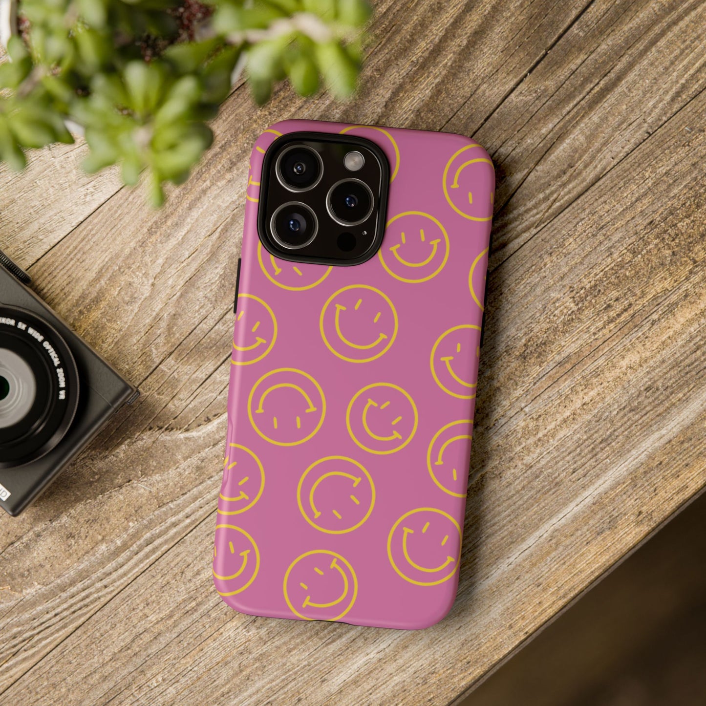 Pink and Yellow Smiley Face Phone Case