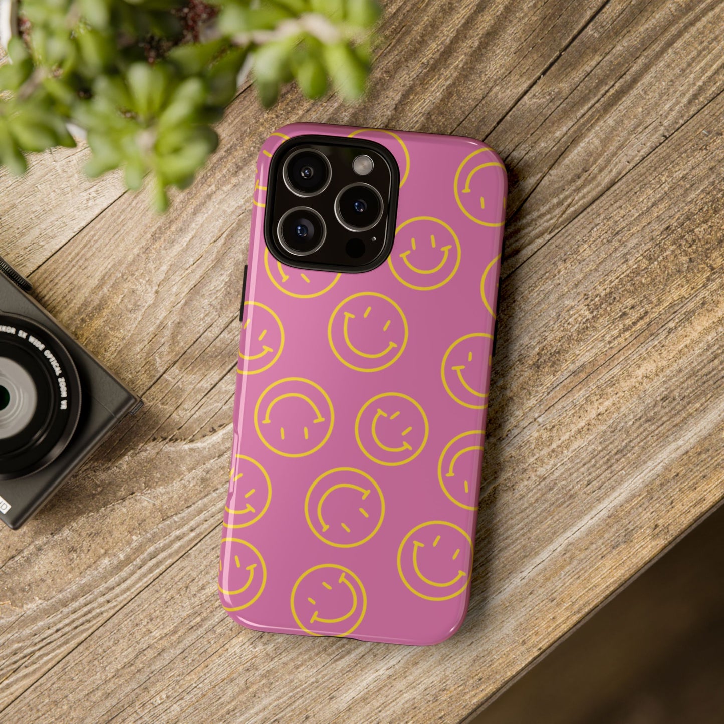 Pink and Yellow Smiley Face Phone Case