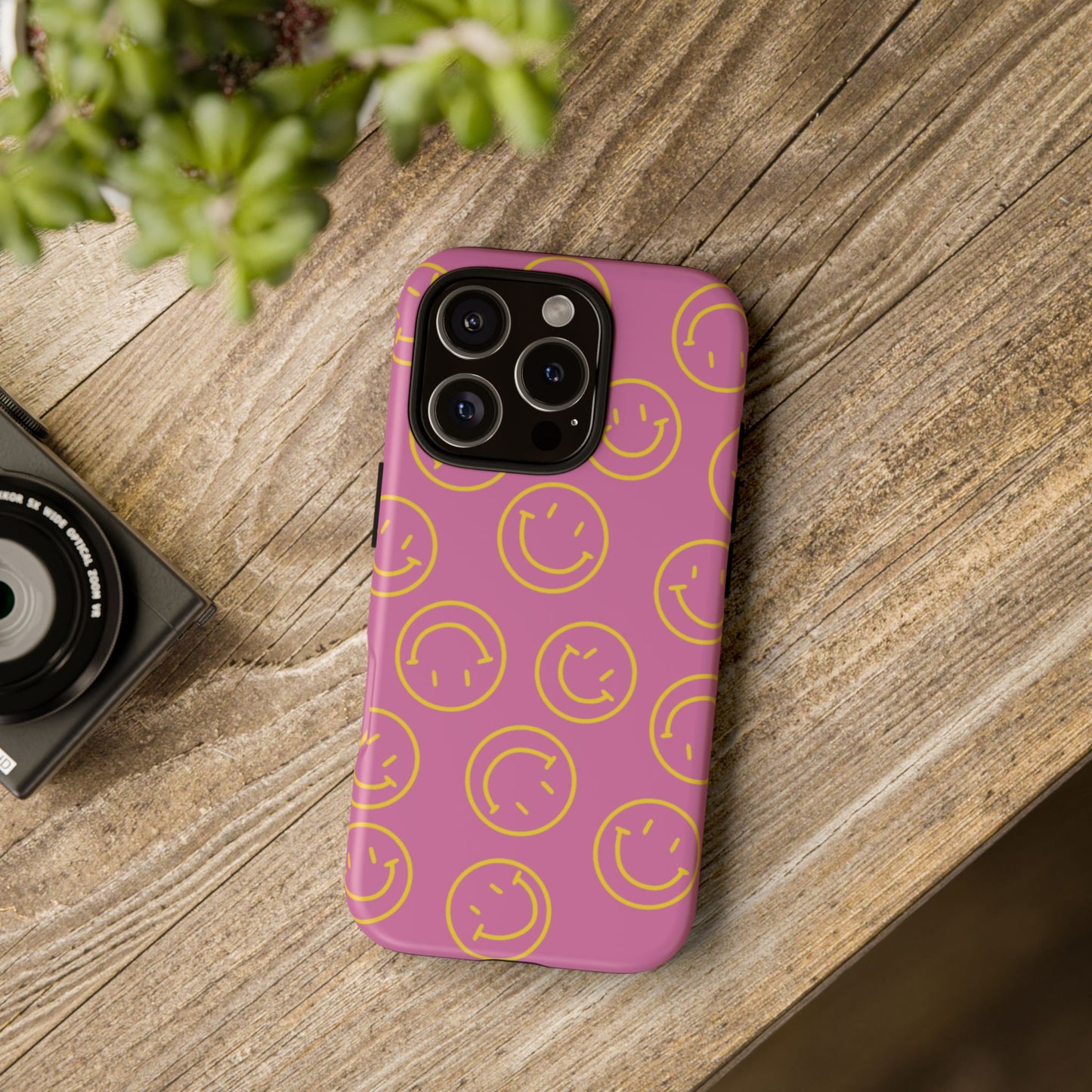 Pink and Yellow Smiley Face Phone Case