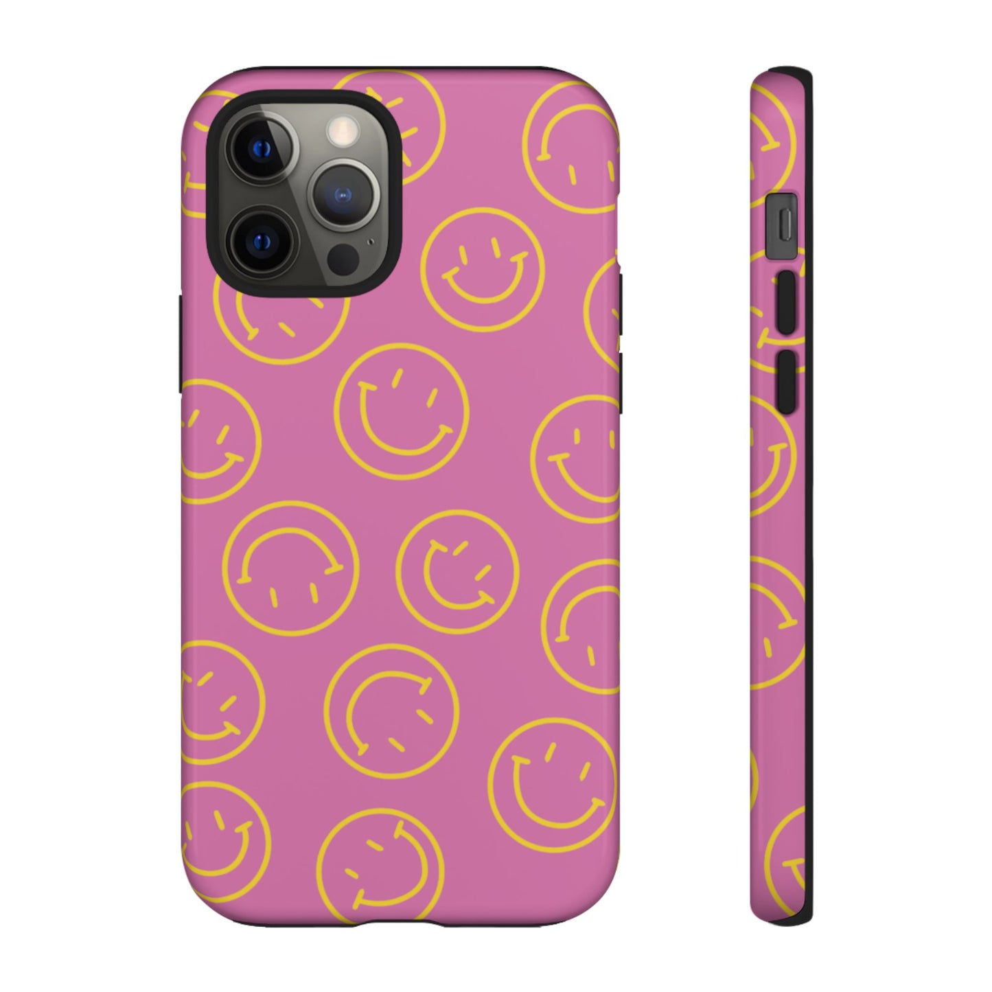Pink and Yellow Smiley Face Phone Case