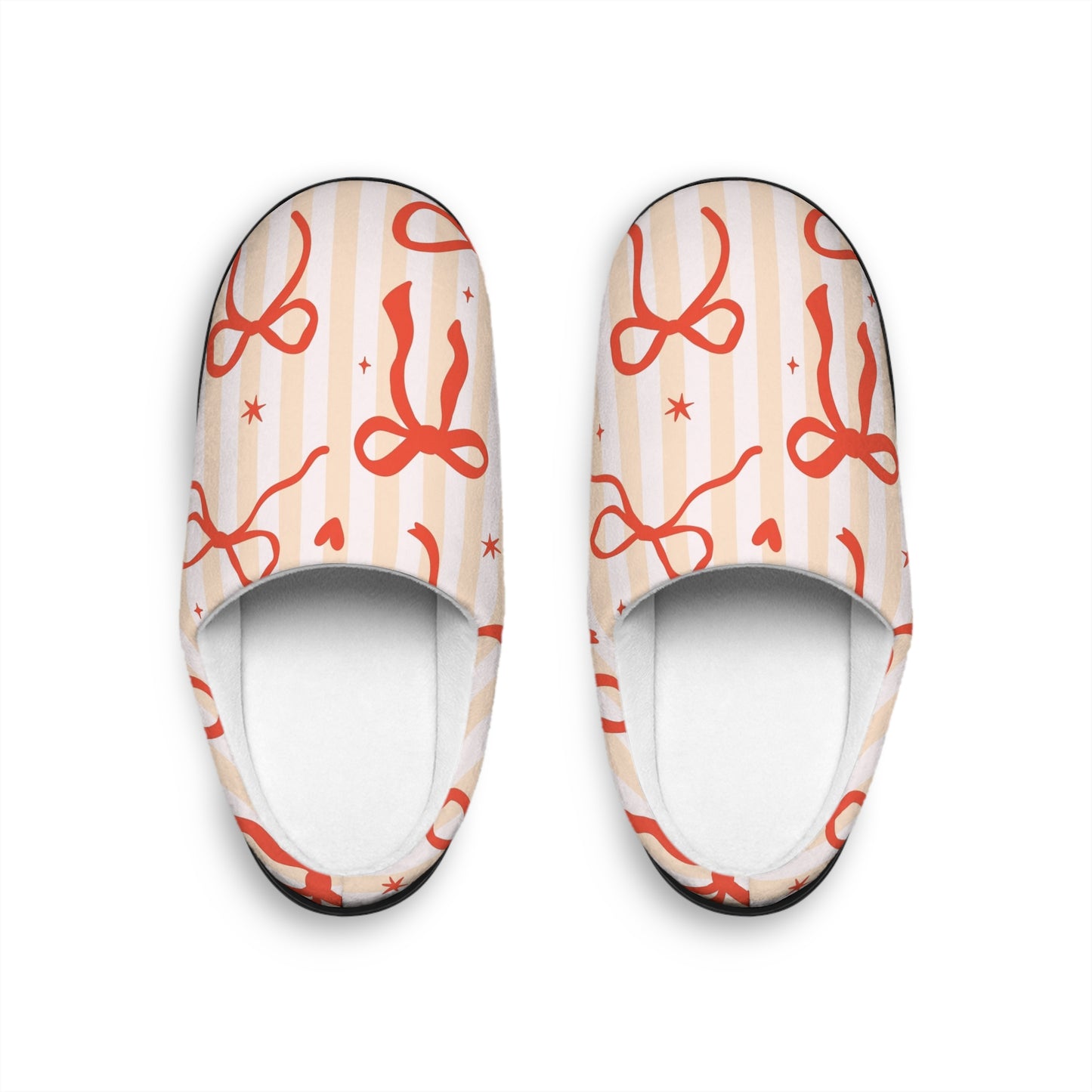 Christmas Women's Indoor Slippers, Holiday Slippers, Christmas Bows