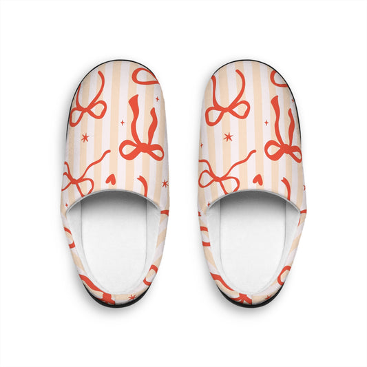 Christmas Women's Indoor Slippers, Holiday Slippers, Christmas Bows