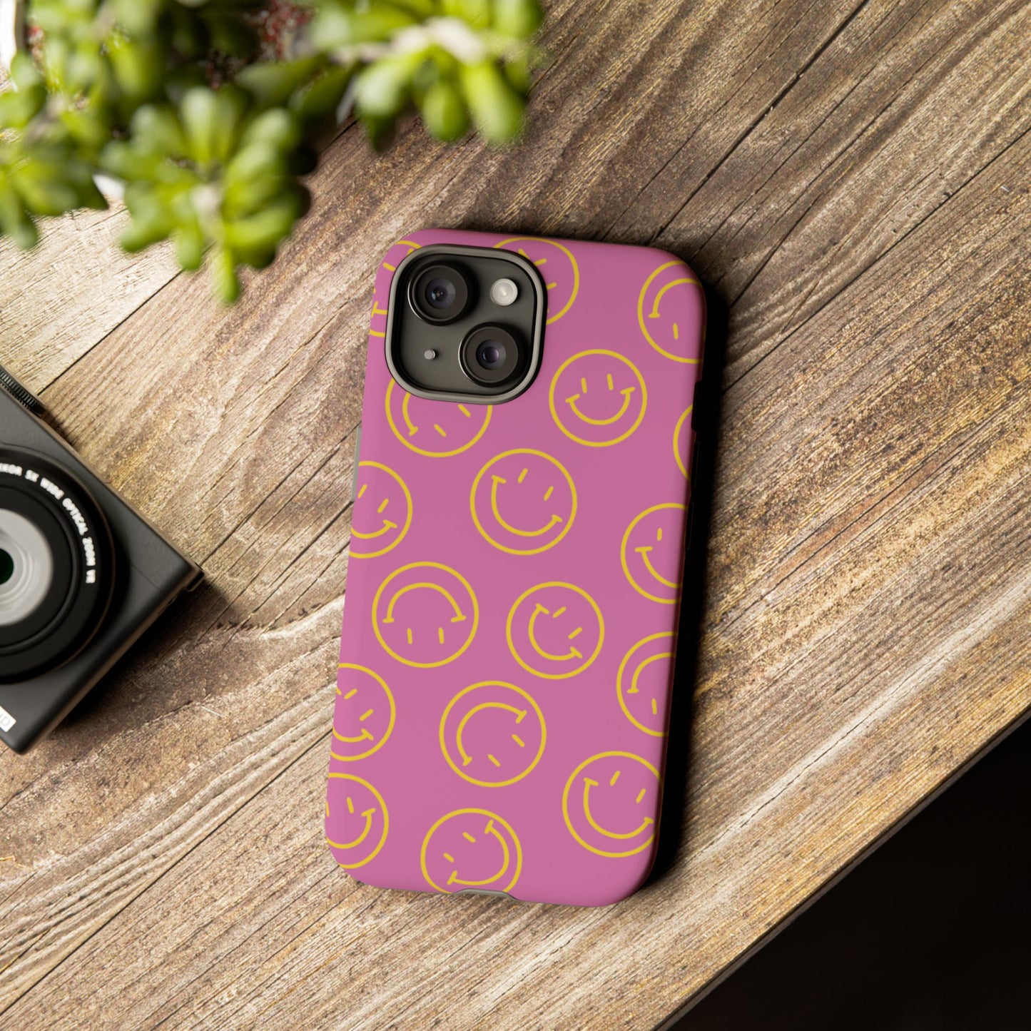 Pink and Yellow Smiley Face Phone Case