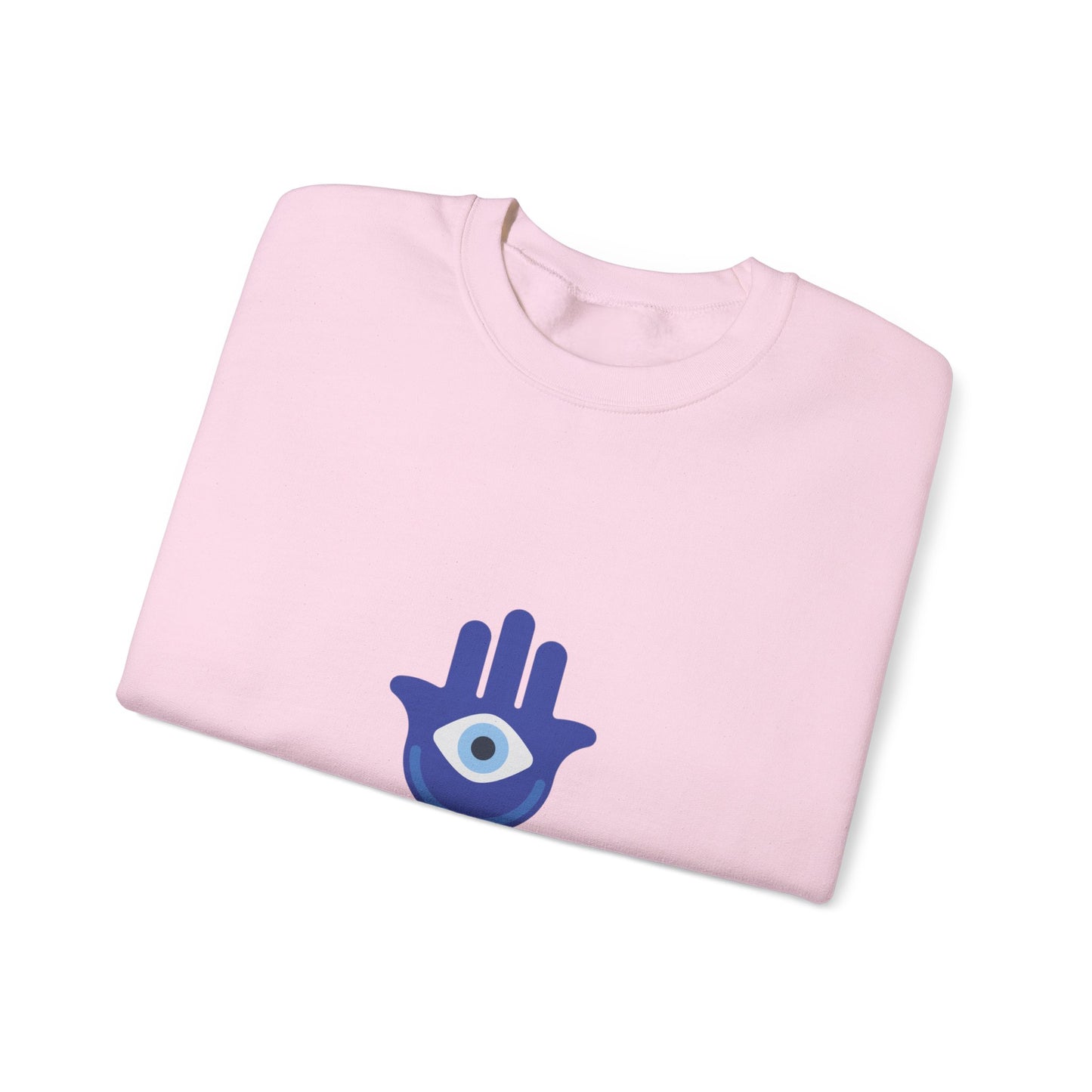 Evil Eye Hamsa Classic White Crewneck Sweatshirt — Unisex Heavy Blend Crew