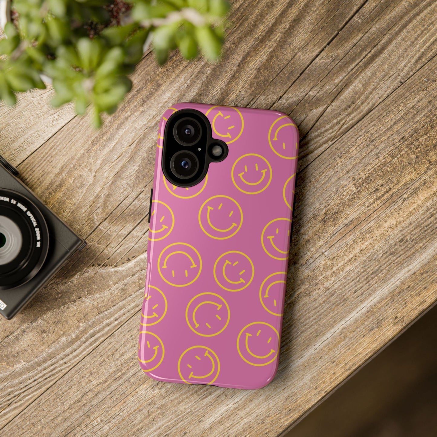 Pink and Yellow Smiley Face Phone Case