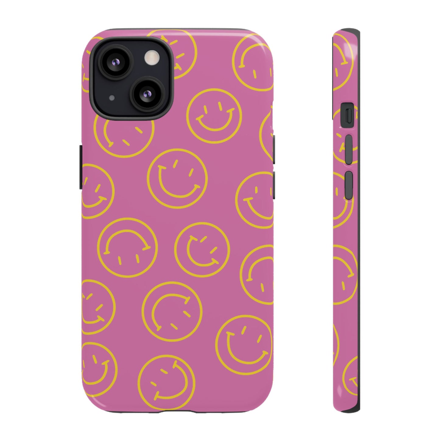 Pink and Yellow Smiley Face Phone Case