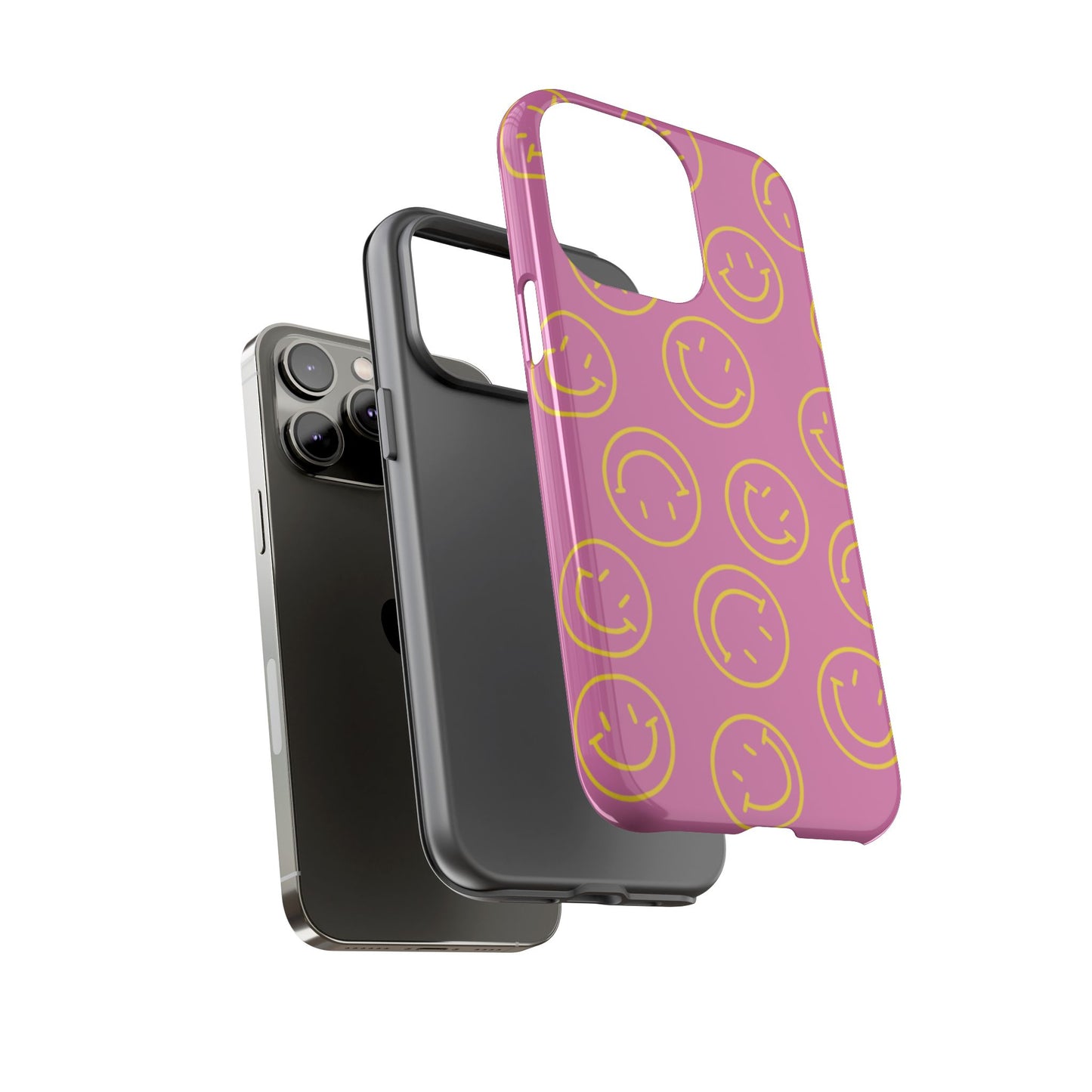 Pink and Yellow Smiley Face Phone Case