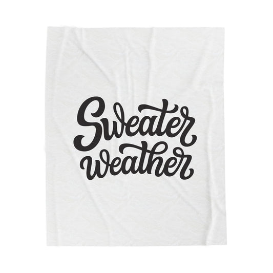 Sweater Weather Plush Blanket, Cozy Throw for Fall, Snuggle Blanket for Winter, Soft Home Decor, Gift for Him or Her, Seasonal Comfort