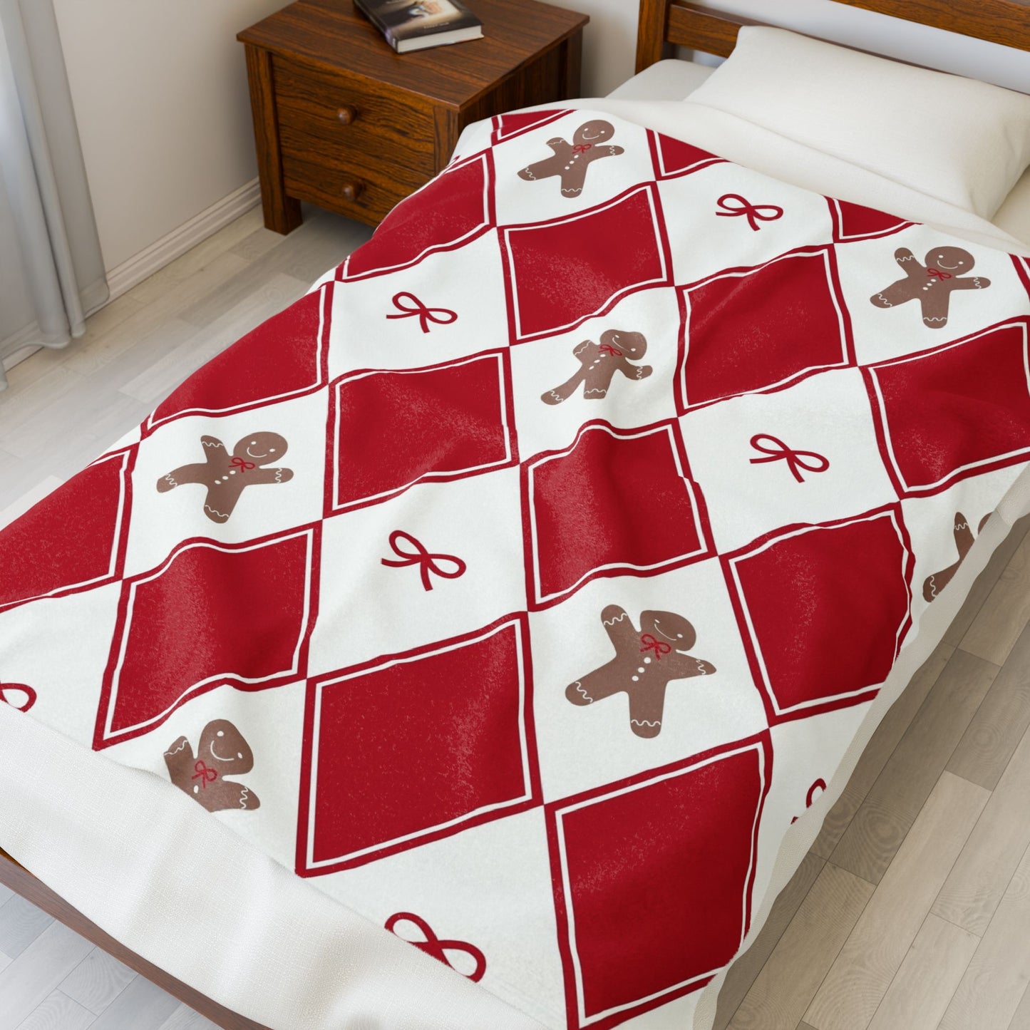 Holiday Plush Blanket, Holiday Blanket, Christmas Blanket, Gingerbread Blanket