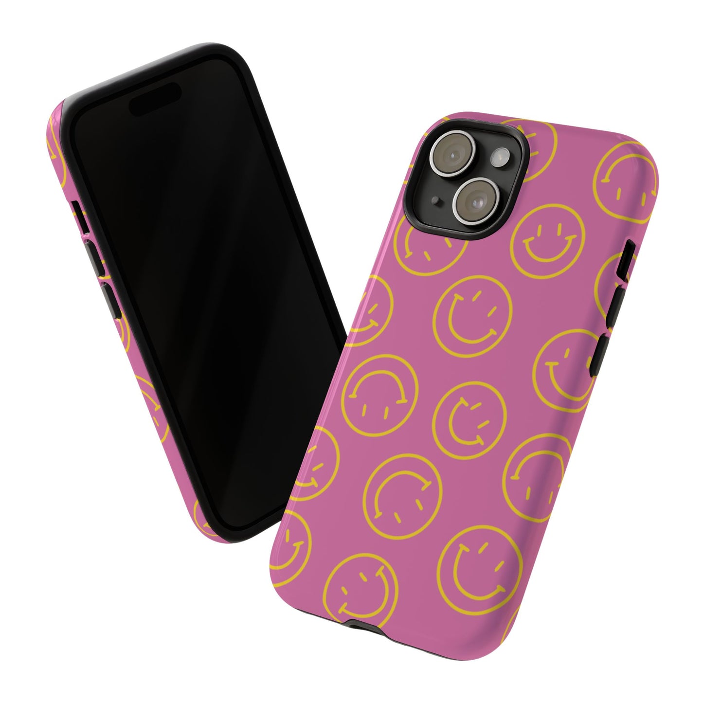 Pink and Yellow Smiley Face Phone Case
