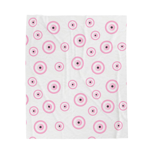 Pink Evil Eye Velveteen Plush Blanket