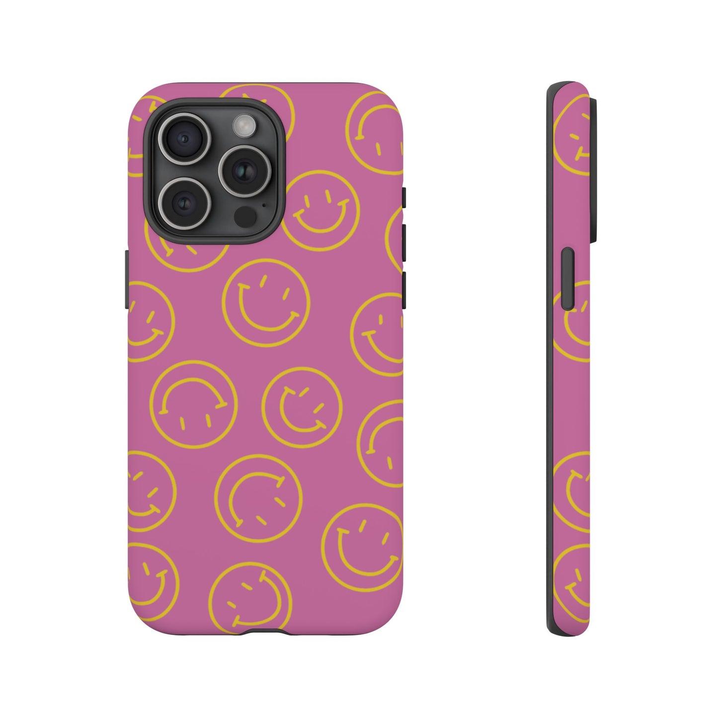Pink and Yellow Smiley Face Phone Case