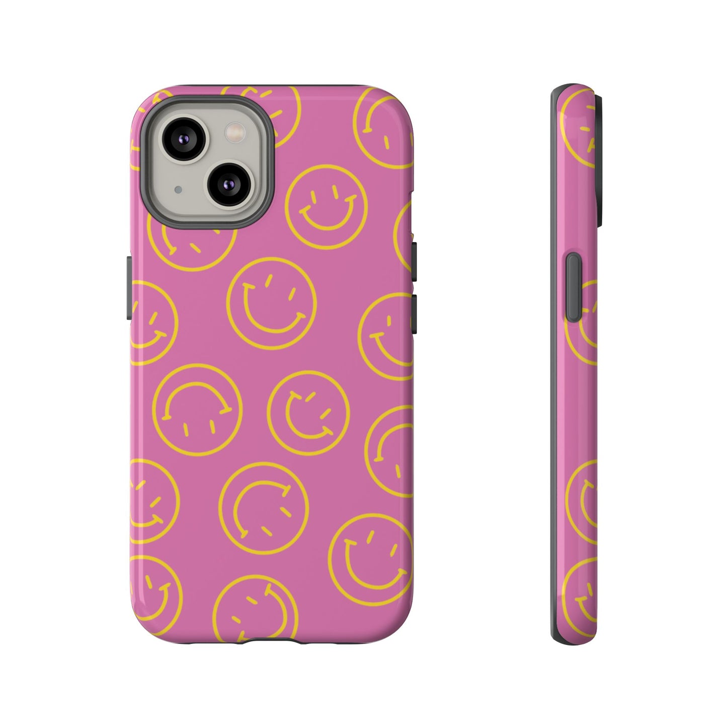 Pink and Yellow Smiley Face Phone Case