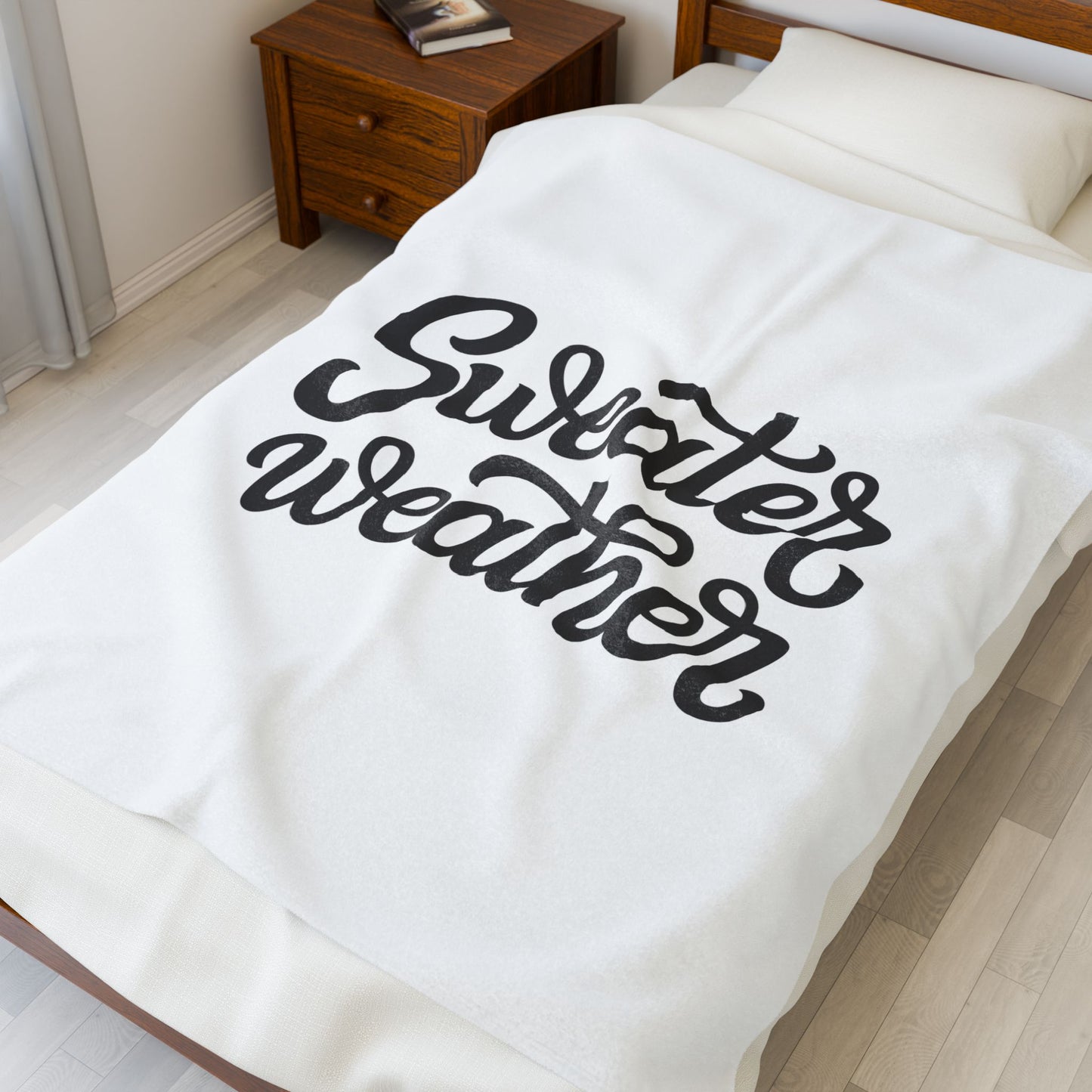 Sweater Weather Plush Blanket, Cozy Throw for Fall, Snuggle Blanket for Winter, Soft Home Decor, Gift for Him or Her, Seasonal Comfort