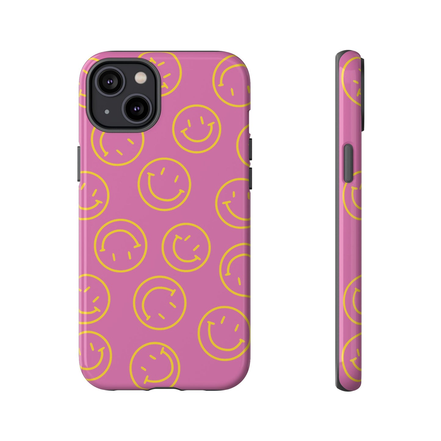 Pink and Yellow Smiley Face Phone Case
