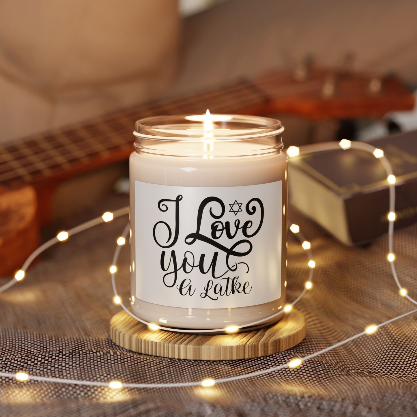 Scented Soy Candle - "I Love You a Latke" - Perfect for Hanukkah, Home Fragrance, Holiday Decor, Gift for Moms, Aromatherapy