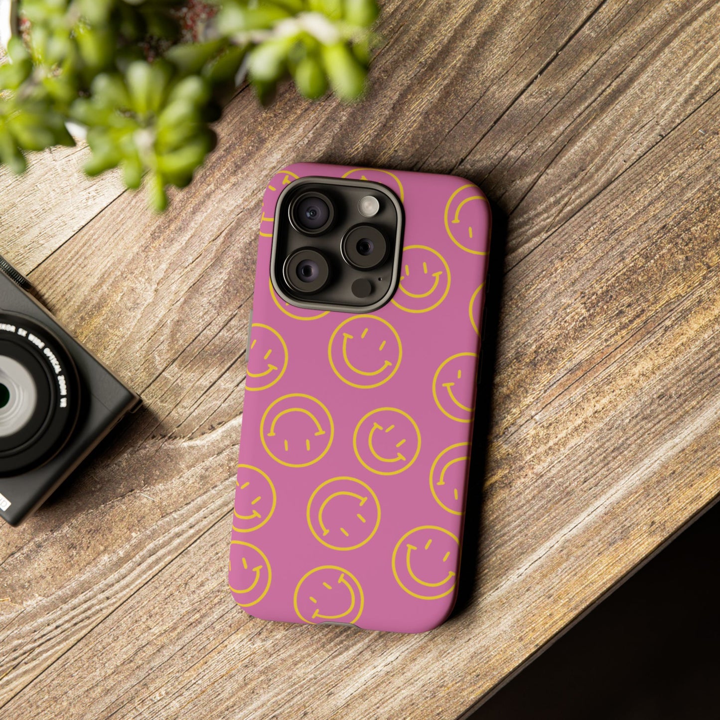 Pink and Yellow Smiley Face Phone Case