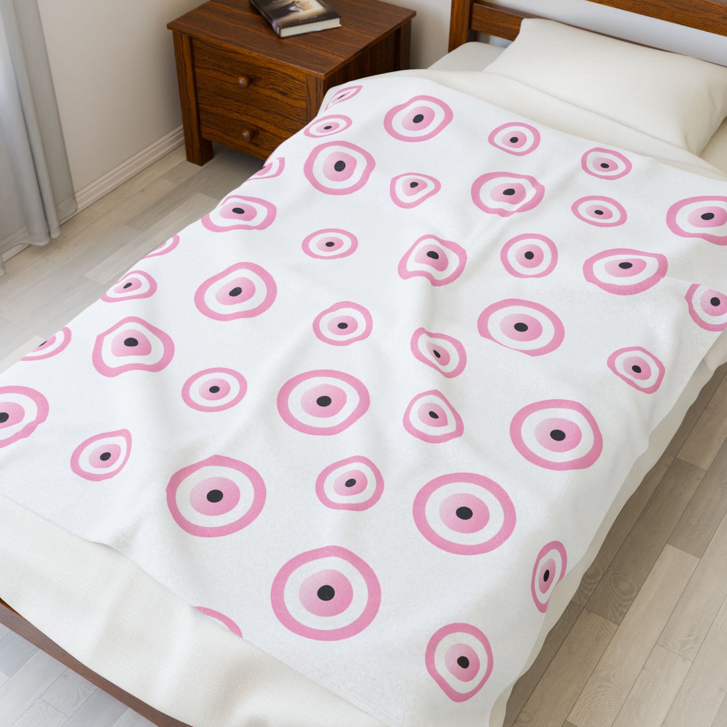 Pink Evil Eye Velveteen Plush Blanket