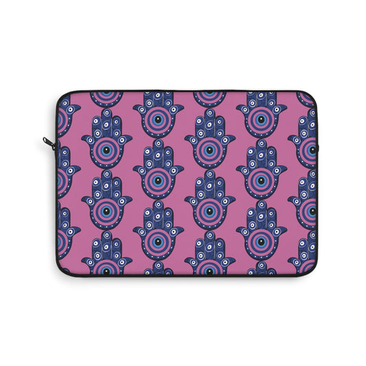 Evil Eye Laptop Sleeve, Colorful Tech Case, Bohemian Style Protective Cover, Unique Gift for Students, Pastel Decor