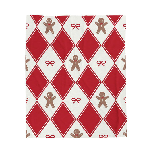 Holiday Plush Blanket, Holiday Blanket, Christmas Blanket, Gingerbread Blanket