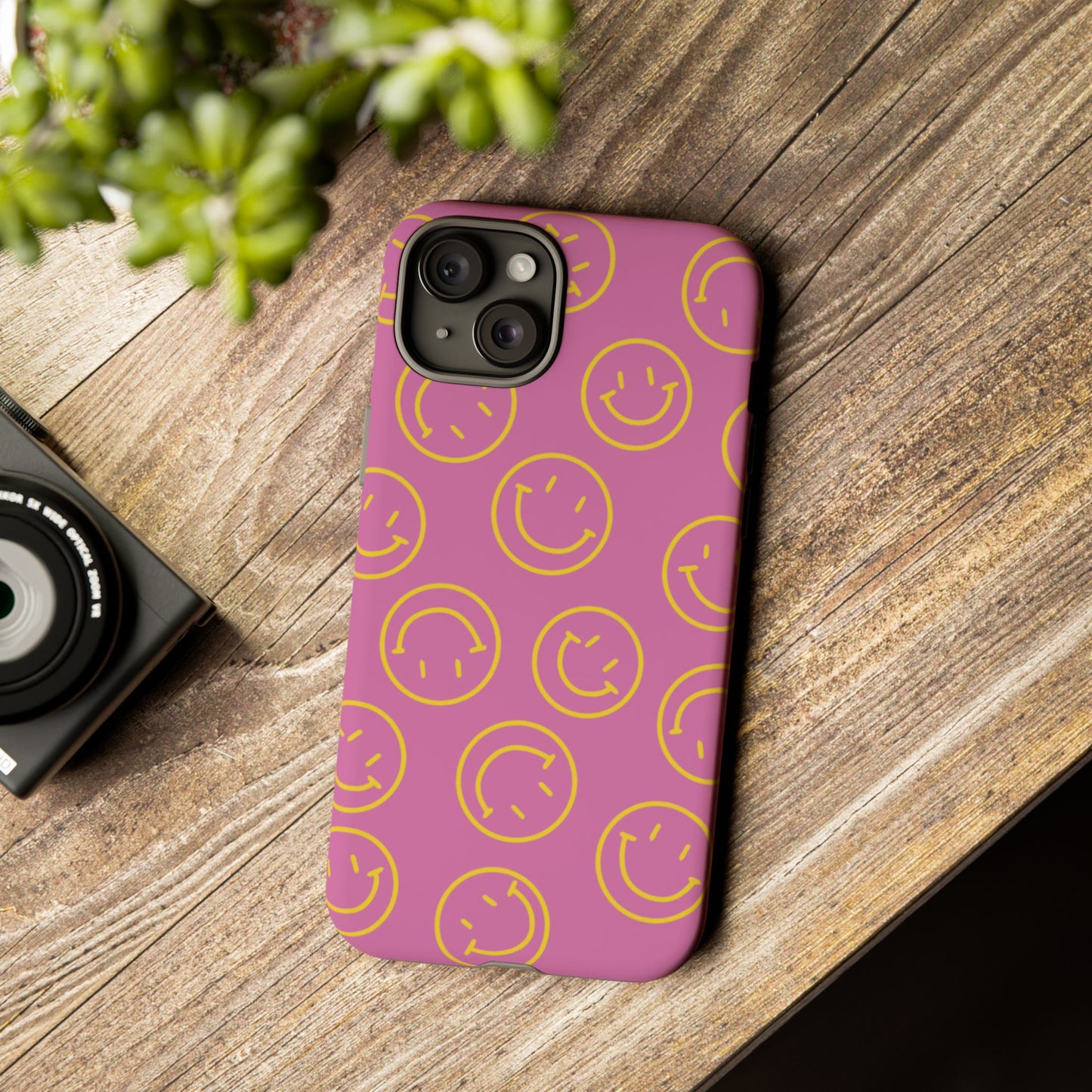 Pink and Yellow Smiley Face Phone Case