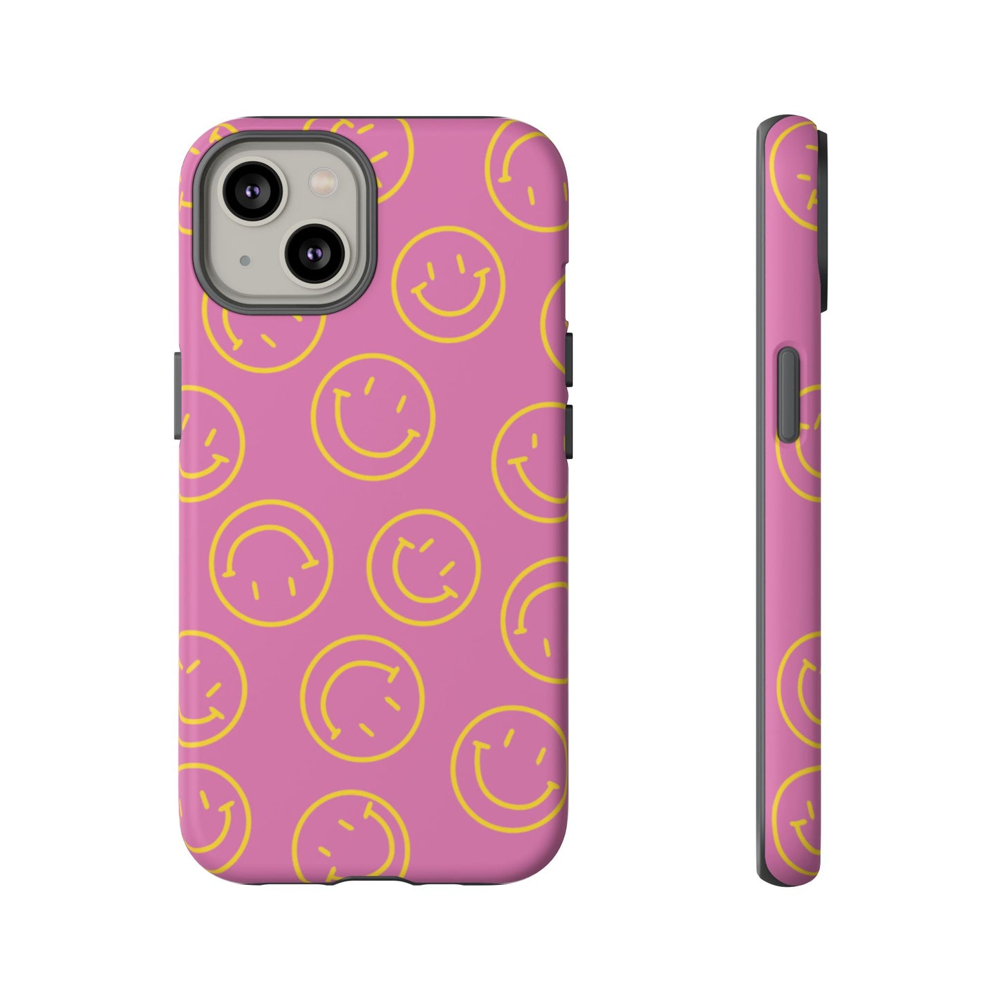 Pink and Yellow Smiley Face Phone Case