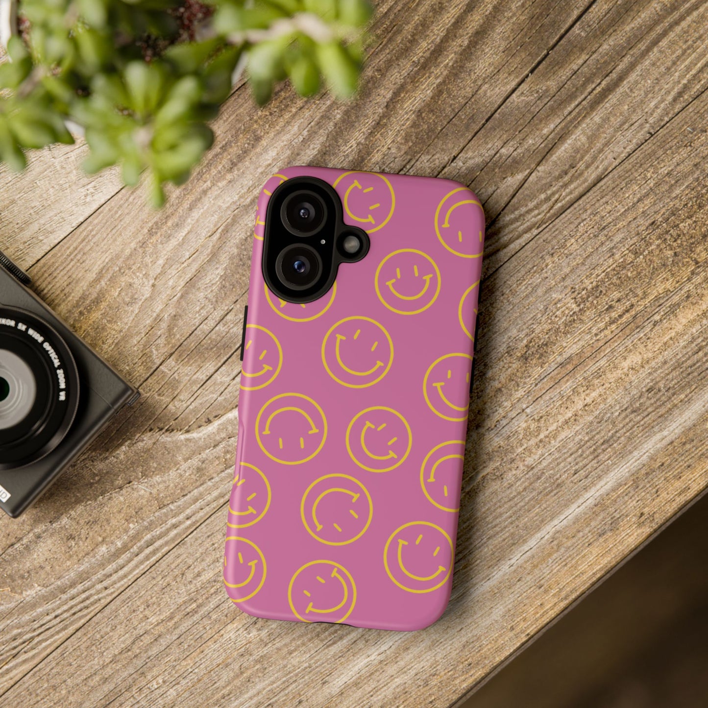 Pink and Yellow Smiley Face Phone Case