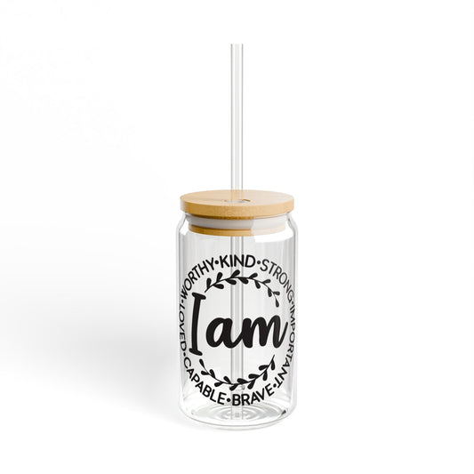 I Am Affirmation Sipper Glass, 16oz
