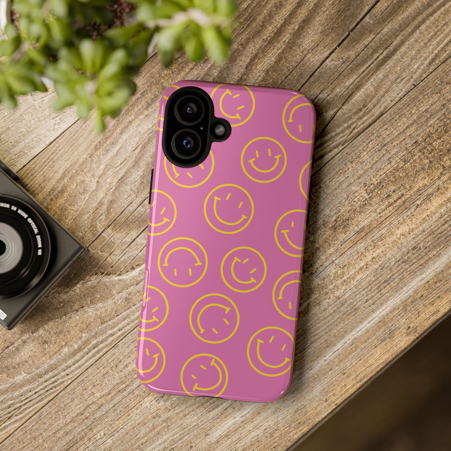 Pink and Yellow Smiley Face Phone Case