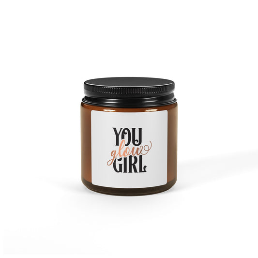 Soy Candle — "You Glow Girl" Amber Jar (Aromatherapy Gift)