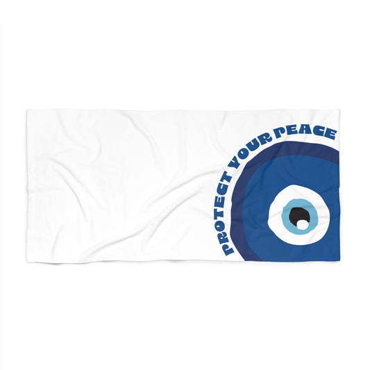 Protect Your Peace Evil Eye Beach Towel - Protect Your Peace | Vibrant Vibe for Relaxation, Summer Essentials, Beach Days, Pool Parties, Travel