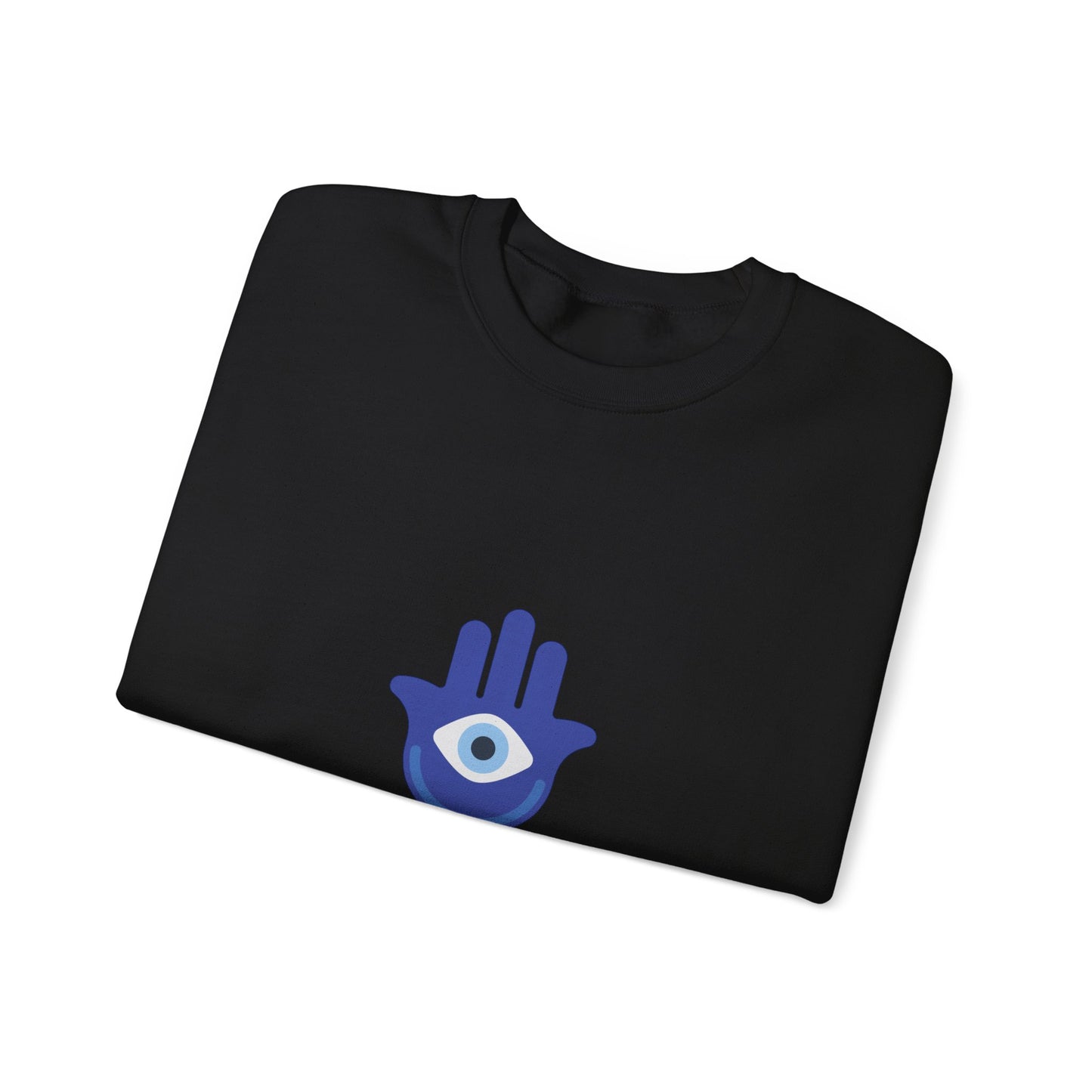 Evil Eye Hamsa Classic White Crewneck Sweatshirt — Unisex Heavy Blend Crew
