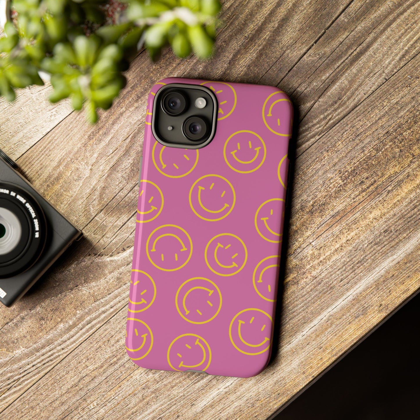 Pink and Yellow Smiley Face Phone Case