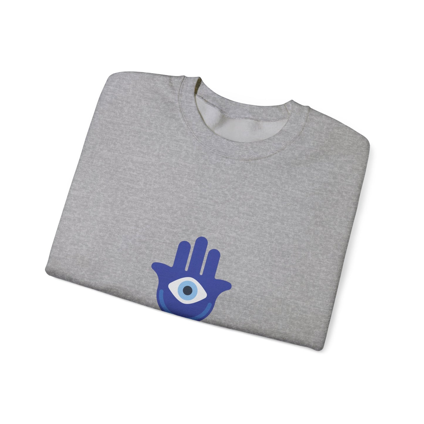 Evil Eye Hamsa Classic White Crewneck Sweatshirt — Unisex Heavy Blend Crew
