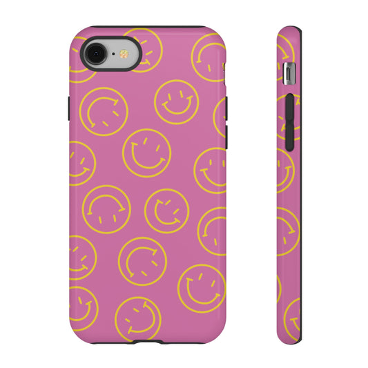 Pink and Yellow Smiley Face Phone Case